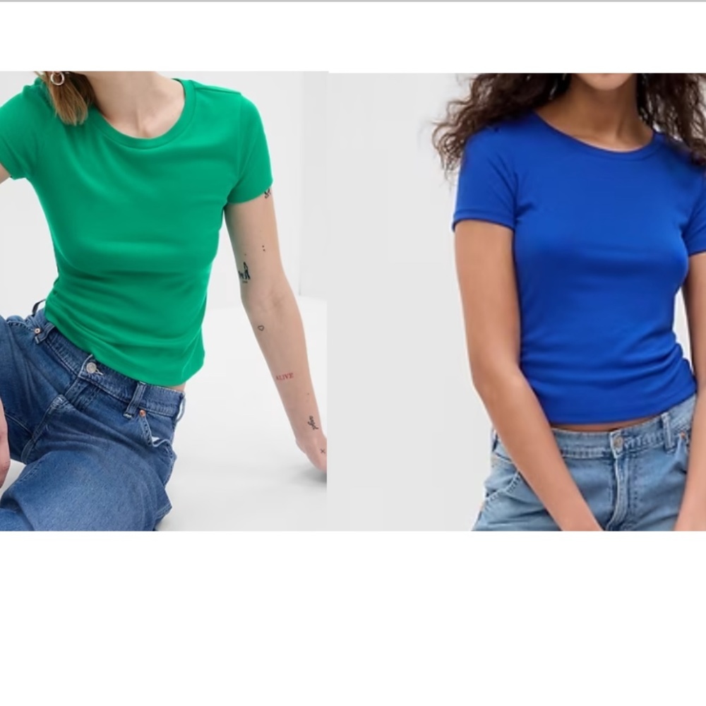 GAP Mini Rib Cropped T-Shirts Size XS (2)